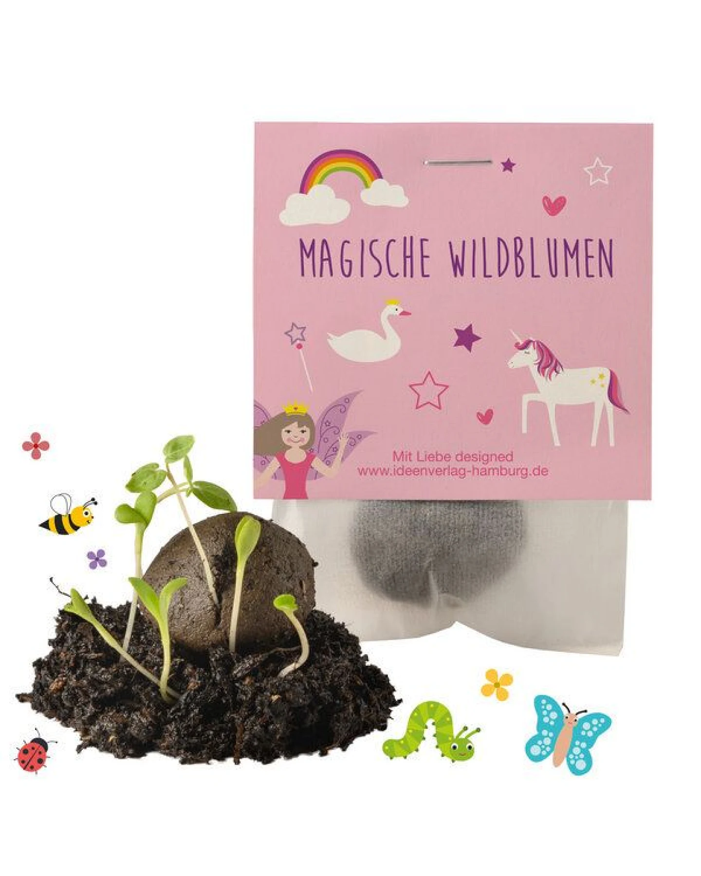 Ideenverlag Hamburg 10 „Einhorn“ Samenbomben im Tütchen mit Wildblumensaatgut – Ansicht 3