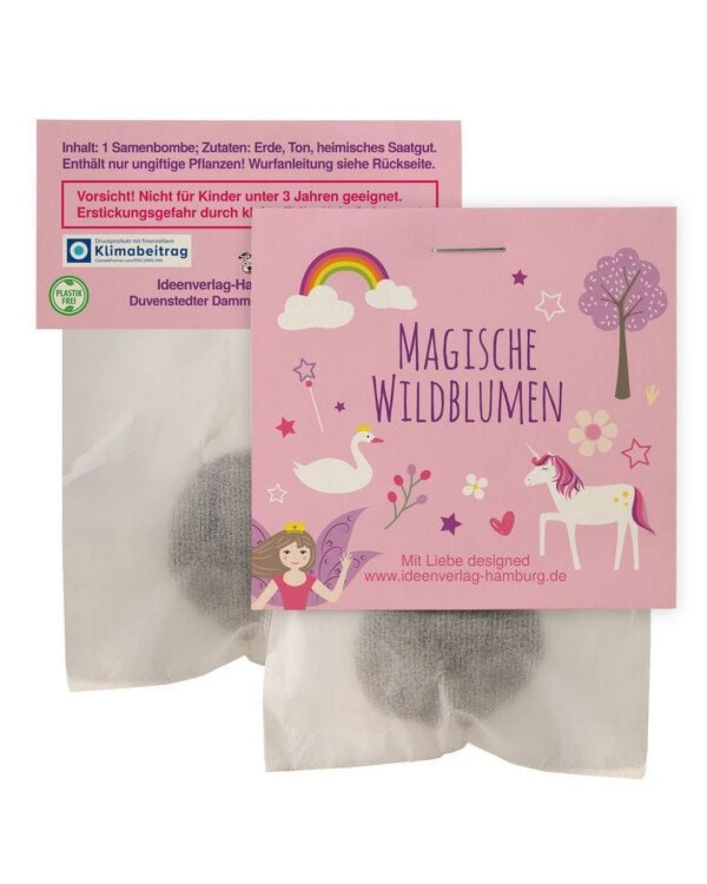 Ideenverlag Hamburg 10 „Einhorn“ Samenbomben im Tütchen mit Wildblumensaatgut – Ansicht 4
