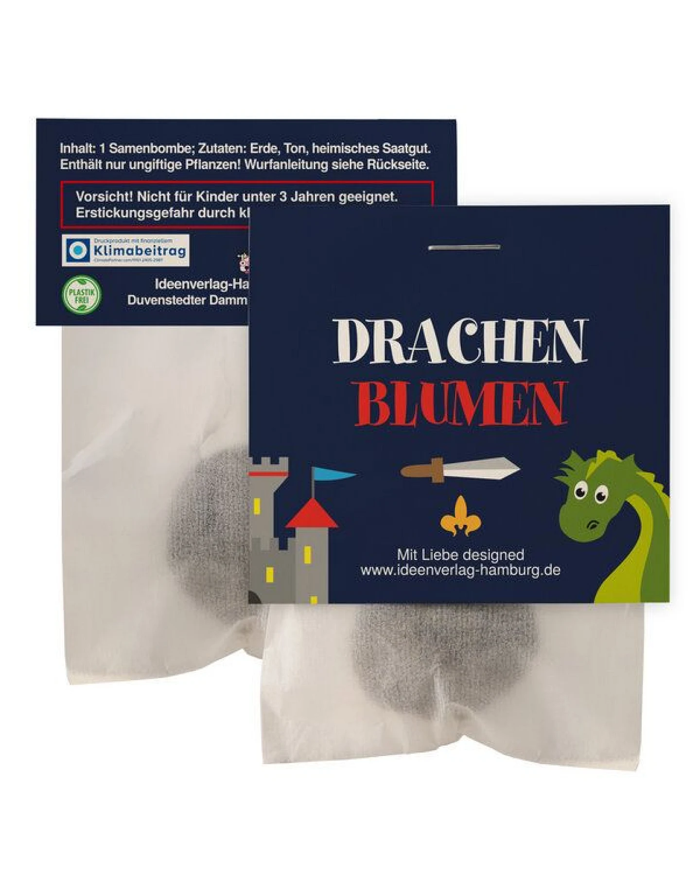 Ideenverlag Hamburg 10 „Drache & Ritter“ Samenbomben im Tütchen mit Wildblumensaatgut – Ansicht 2
