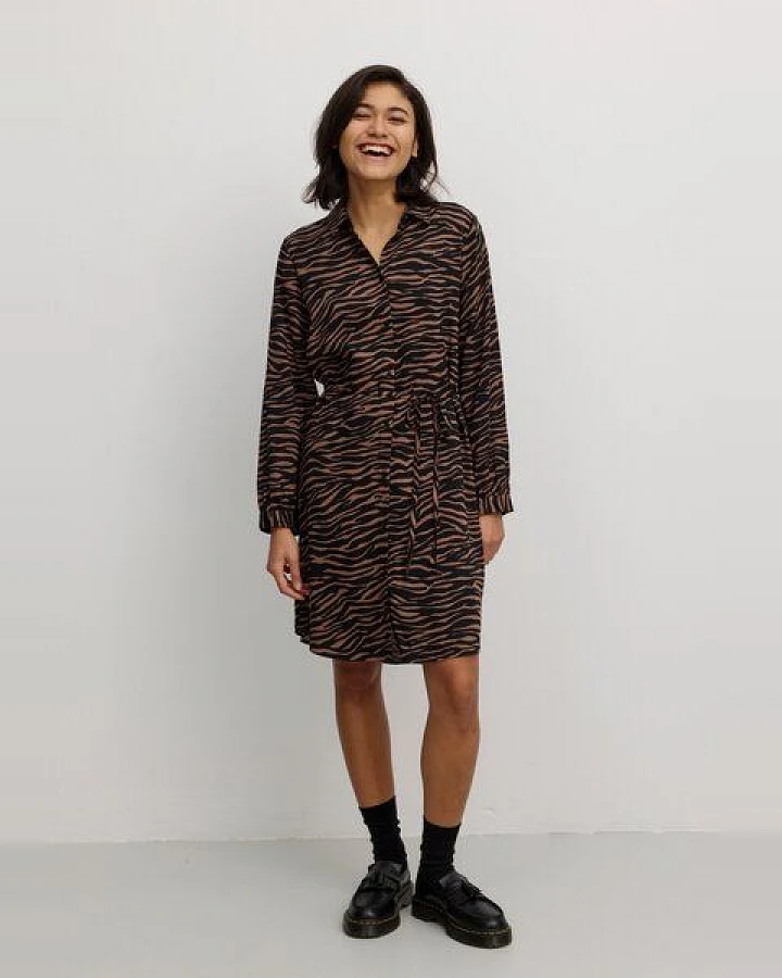 Damen Kleid aus LENZING ECOVERO Viskose - MELON ZEBRA - recolution