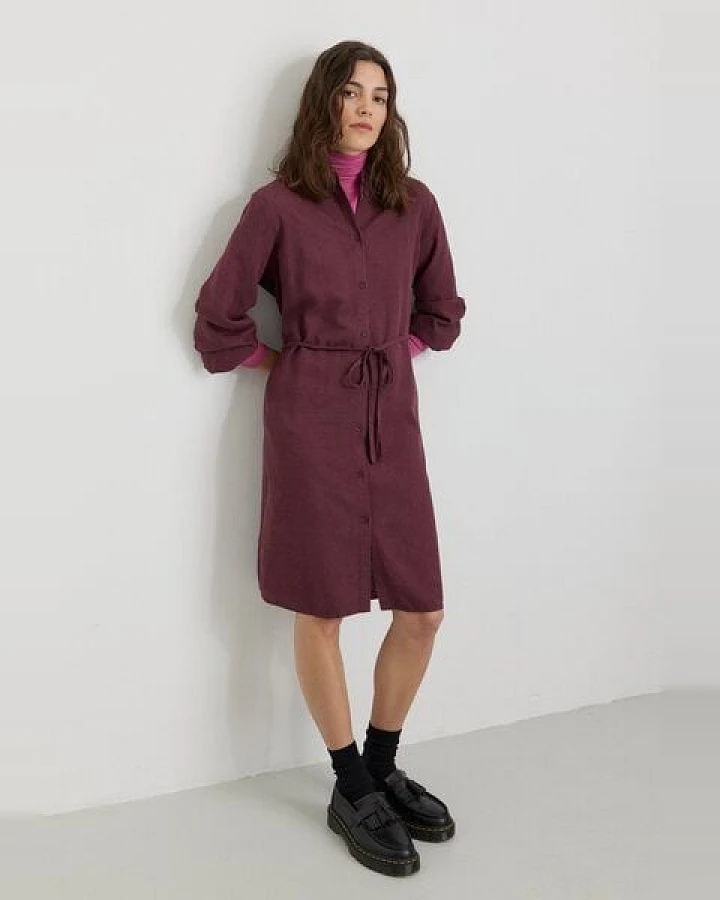Damen Kleid aus Bluse aus Leinen und LENZING ECOVERO Viskose Mix - MELON - recolution