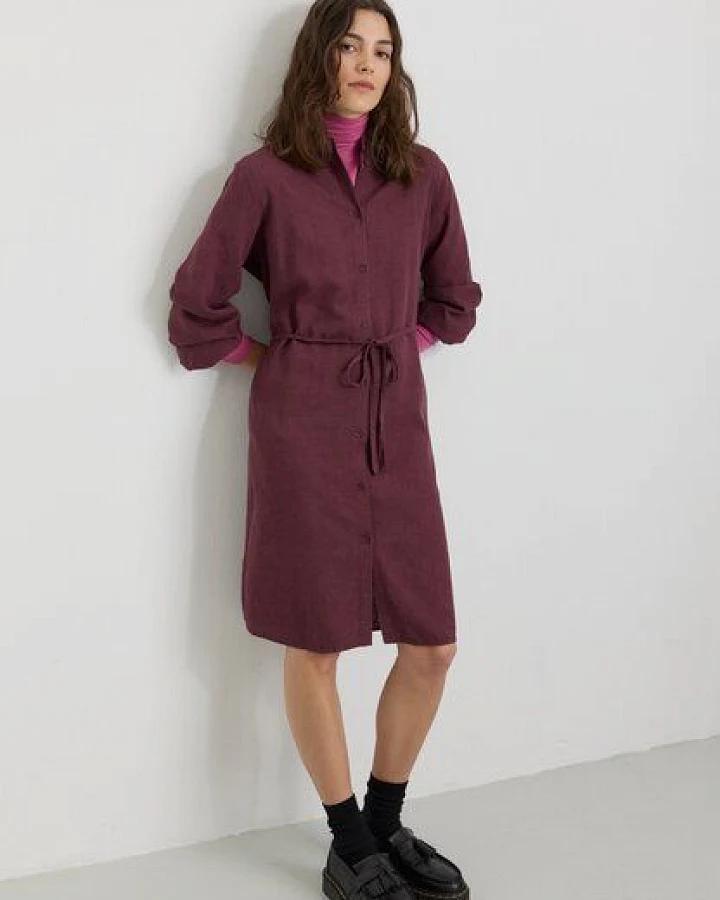 Damen Kleid aus Bluse aus Leinen und LENZING ECOVERO Viskose Mix - MELON - recolution