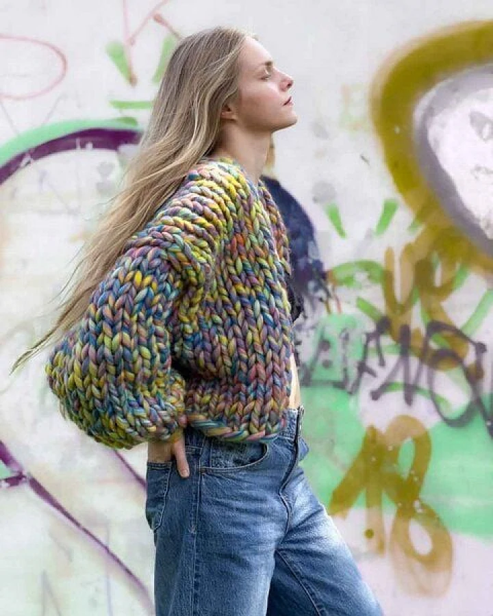 PANAPUFA Strickjacke aus dicker Wolle