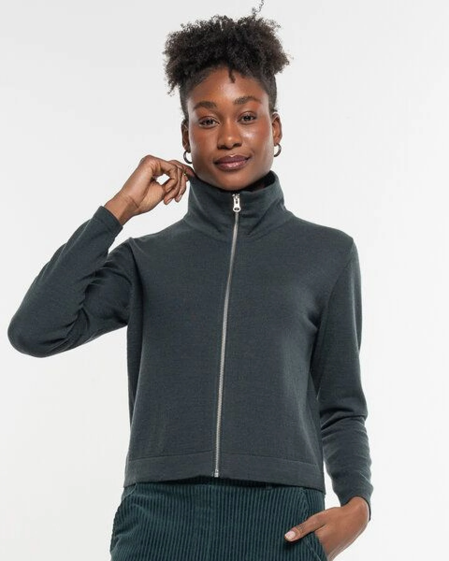 Alma & Lovis Legere Zip-Jacke aus softem Bio-Baumwoll-/Woll-Mix – Ansicht 3