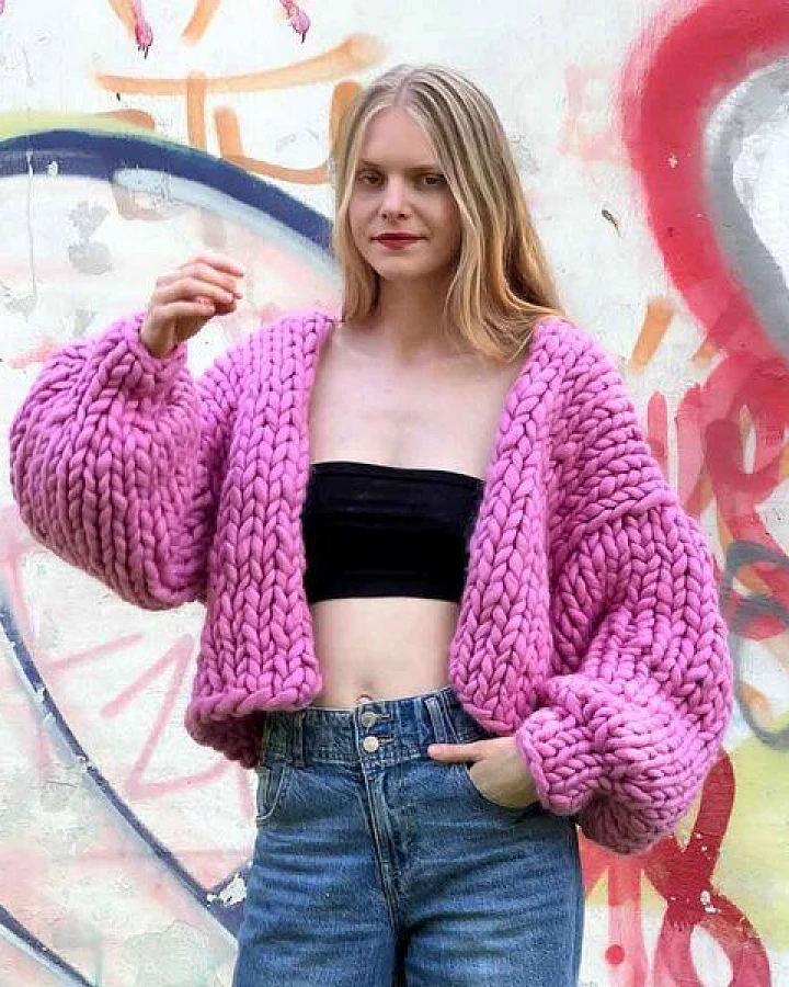 PANAPUFA 100% MERINO Chunky wolle Strickjacke