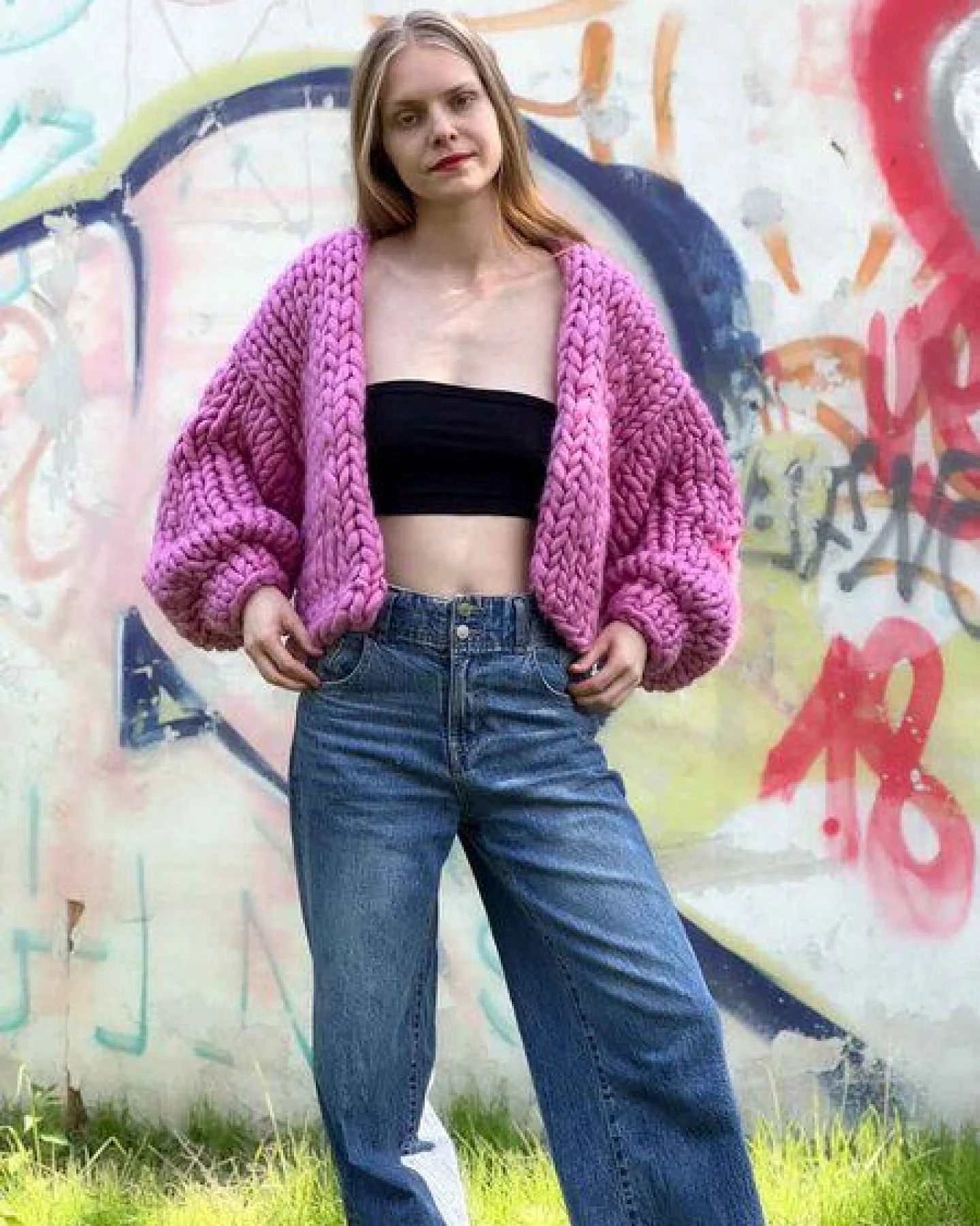 PANAPUFA 100% MERINO Chunky wolle Strickjacke – Ansicht 3