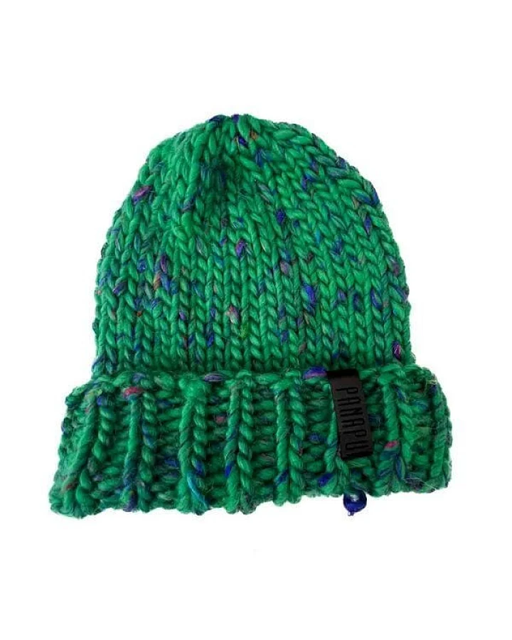 PANAPUFA Handgestrickte Chunky Beanie – 90 % Merinowolle, 10 % Seide