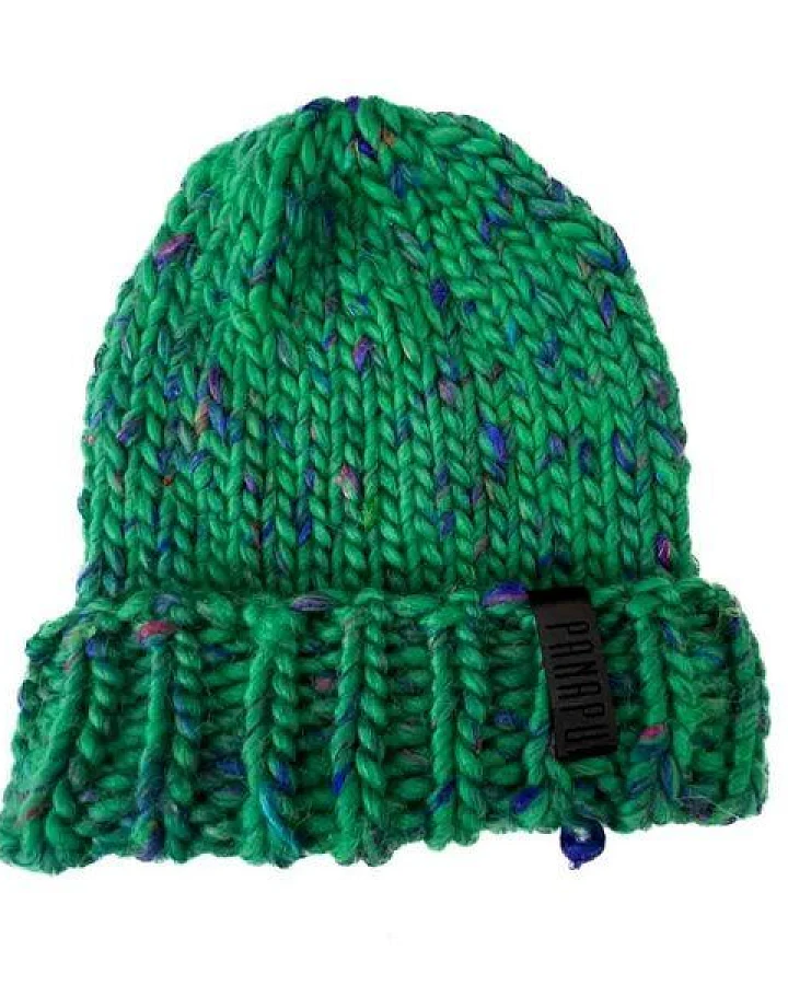 PANAPUFA Handgestrickte Chunky Beanie – 90 % Merinowolle, 10 % Seide