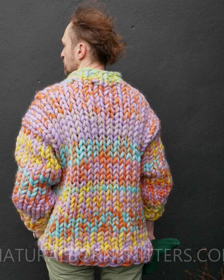 PANAPUFA 100% MERINO mehrfarbig Männerpullover Grobstrick aus Merinowolle