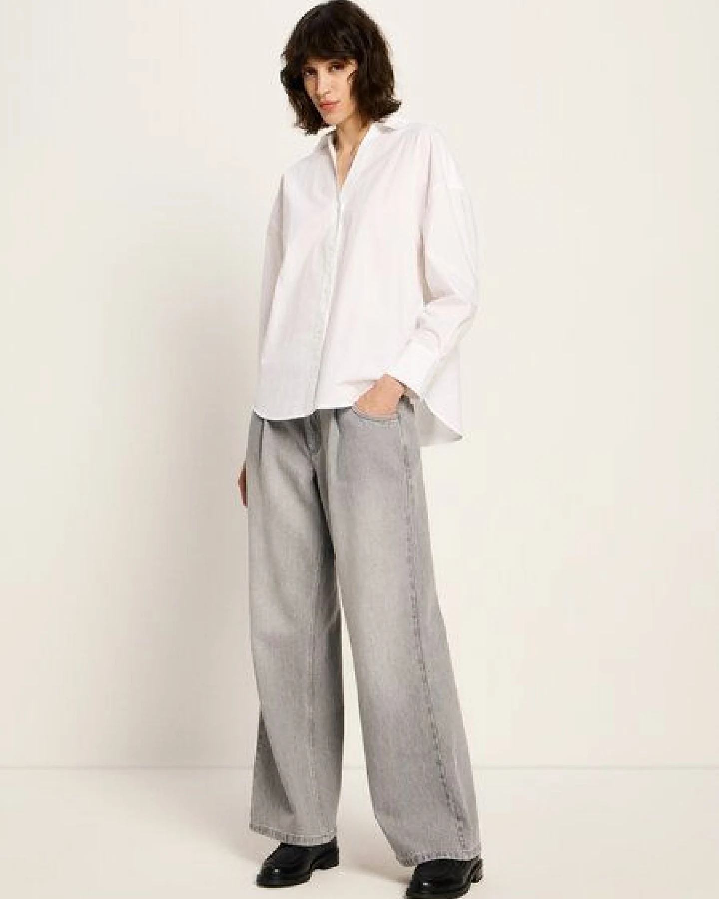 LANIUS Oversize Hemdbluse (GOTS) aus Bio-Baumwolle – Ansicht 2