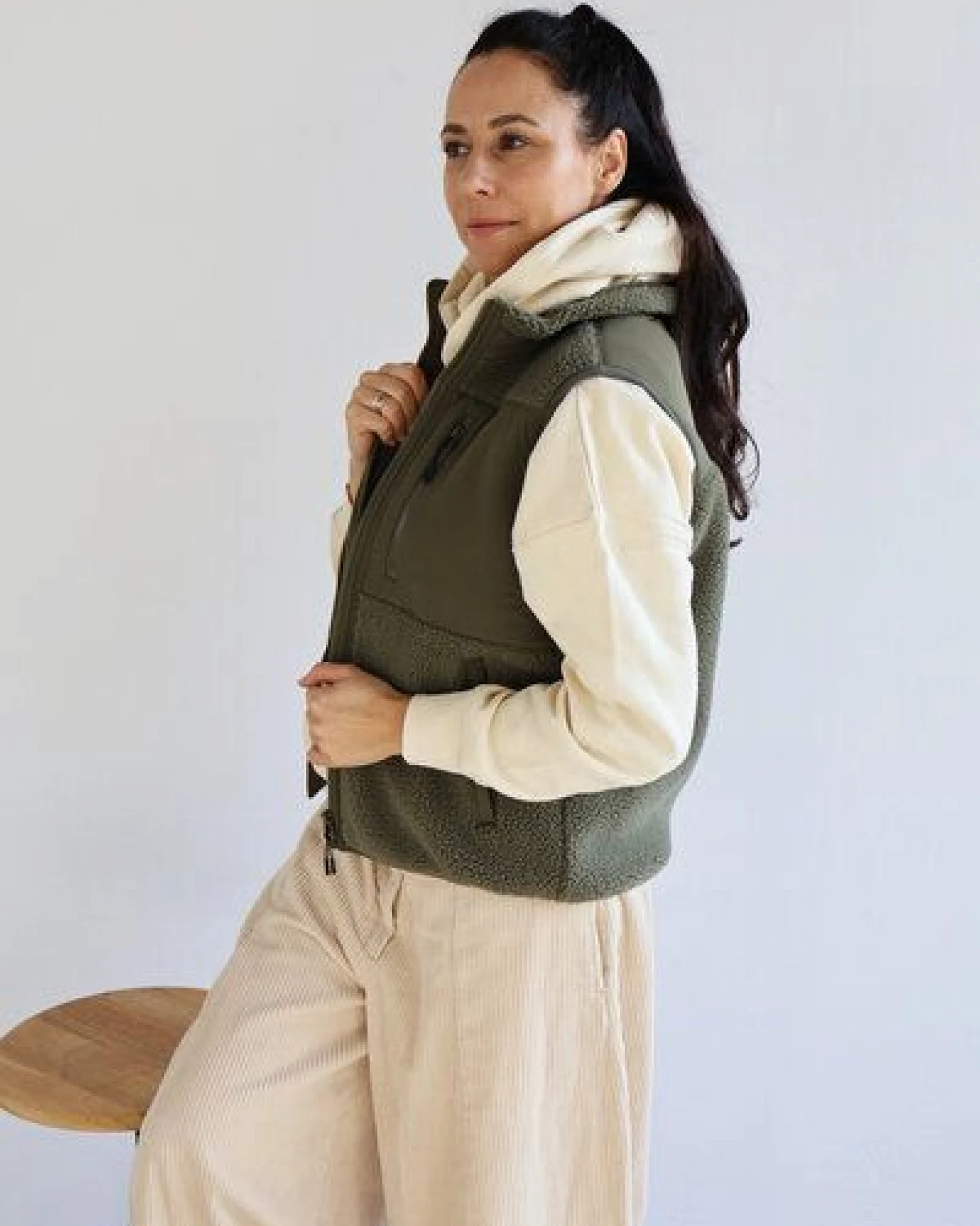 Kultgut New Recycling Generation - Kuschelige Sherpa Fleeceweste / With Love – Ansicht 2