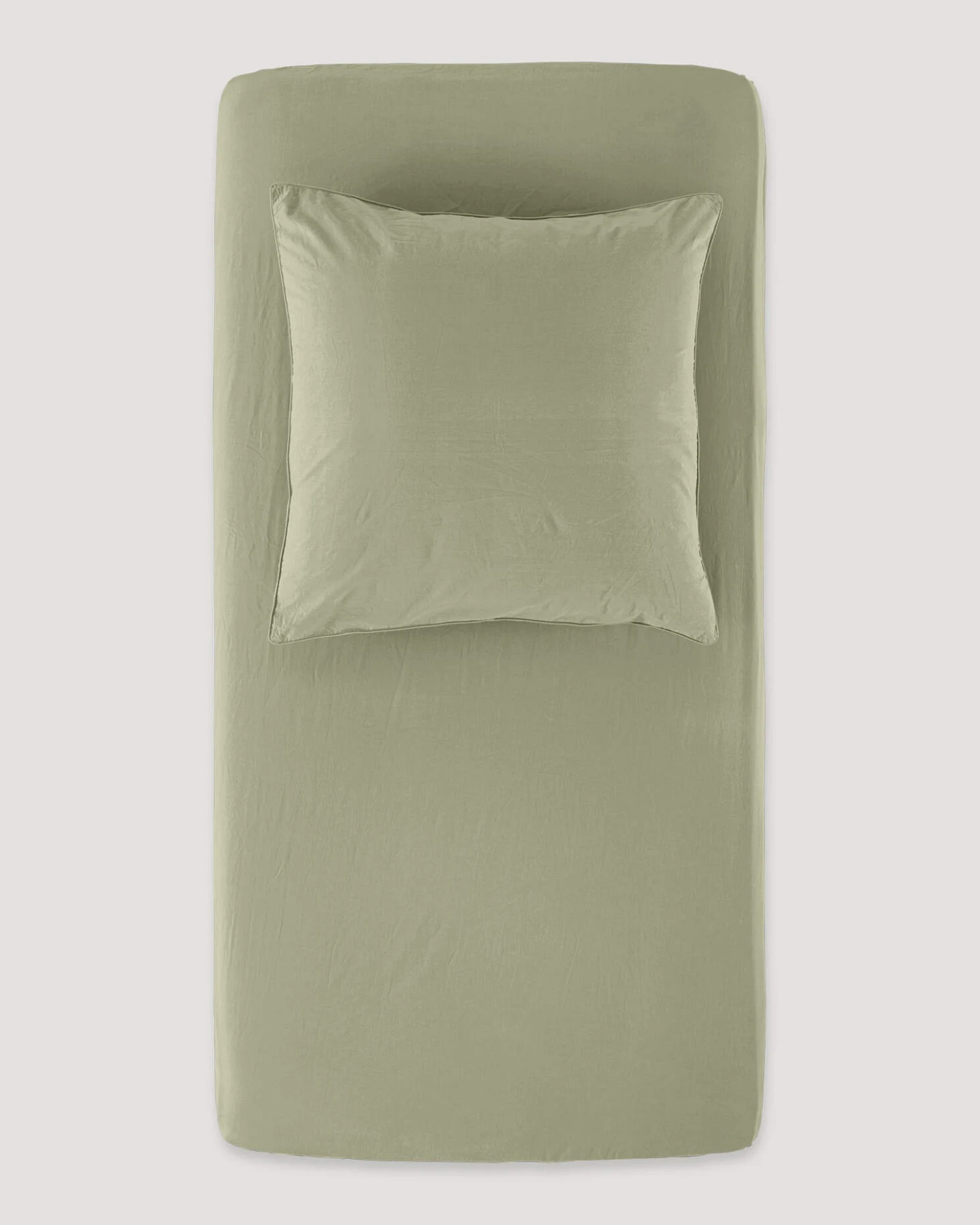 hessnatur Perkal Spannbettlaken aus Bio-Baumwolle - grün - Größe 90-100x200 cm – Ansicht 2