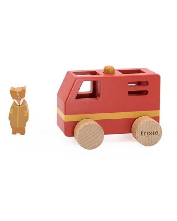 Trixie – SMALL FIRE TRUCK – kleines Feuerwehrauto aus Holz mit Fuchs