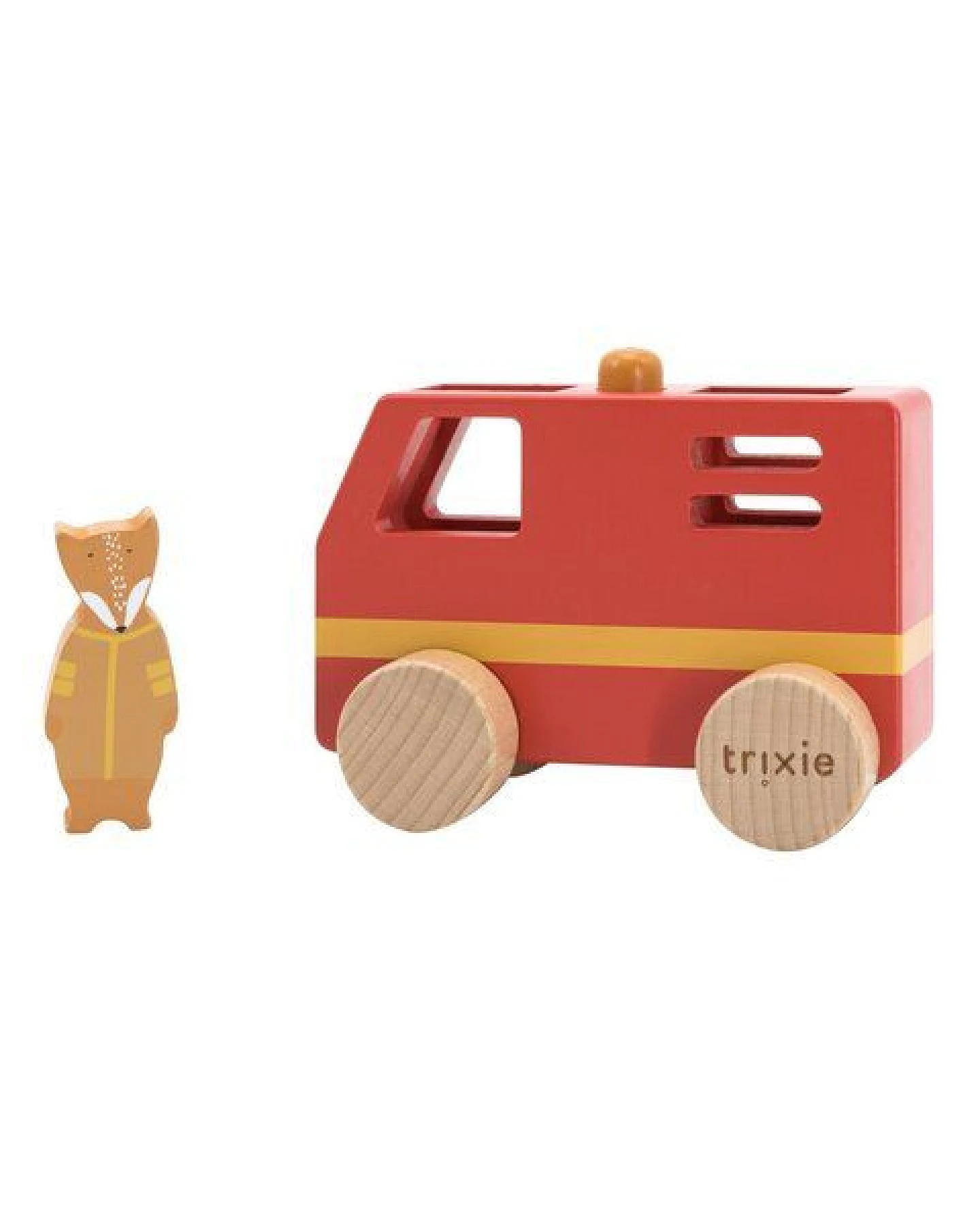 Trixie – SMALL FIRE TRUCK – kleines Feuerwehrauto aus Holz mit Fuchs – Ansicht 2