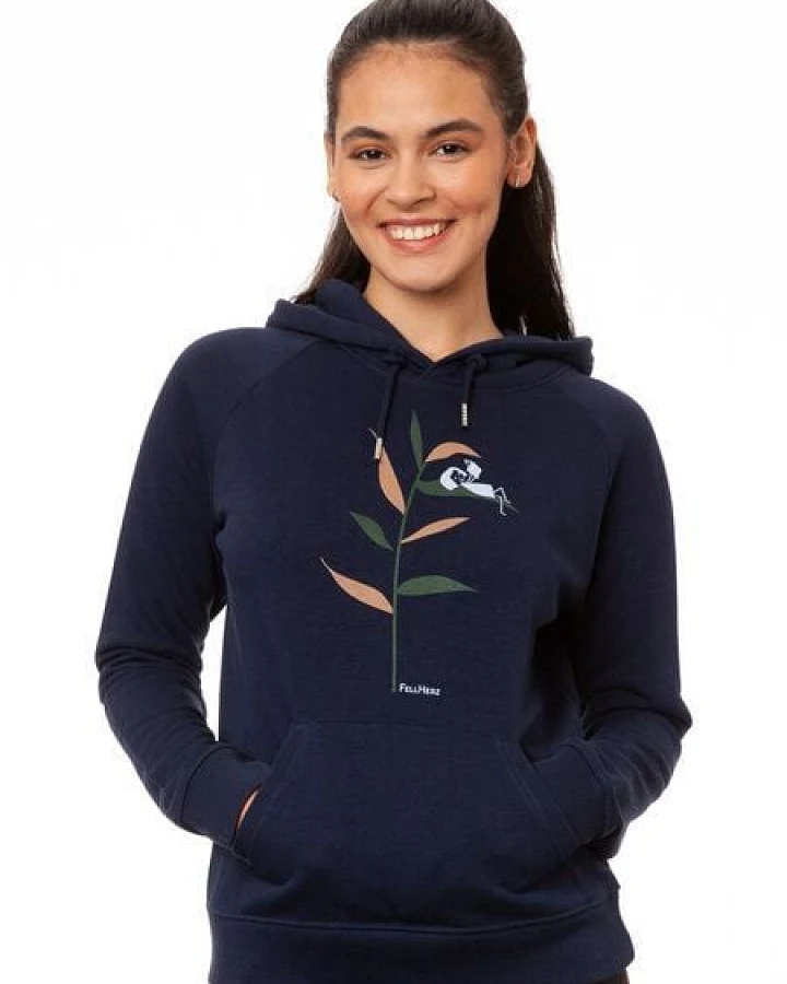 FellHerz Damen Hoodie Booklover navy, Bio Fair und Vegan