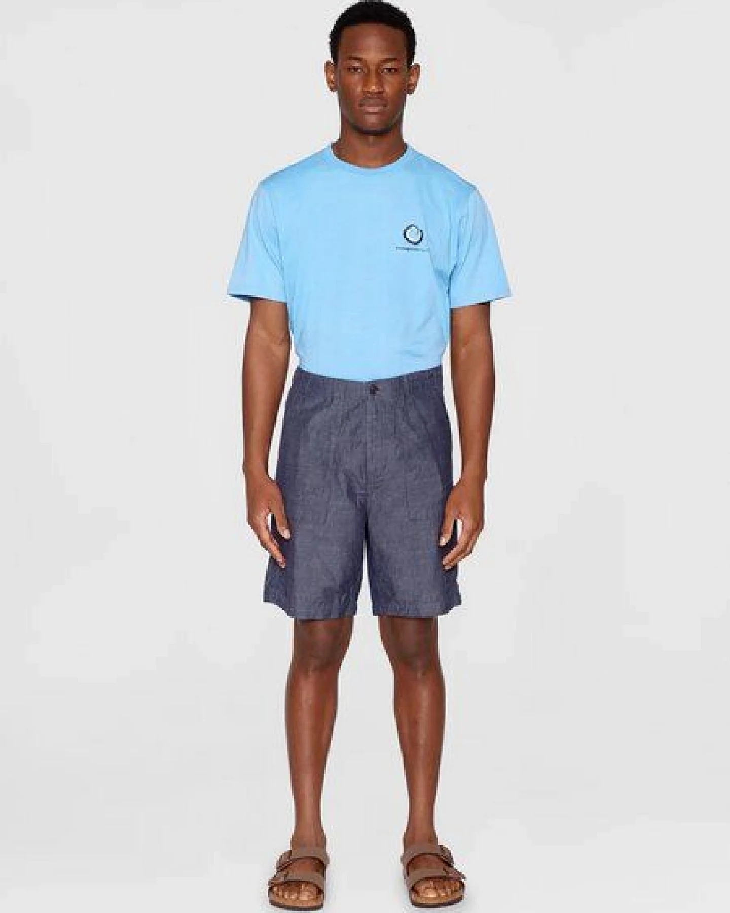 KnowledgeCotton Apparel Flint wide slub yarn short - night sky – Ansicht 2