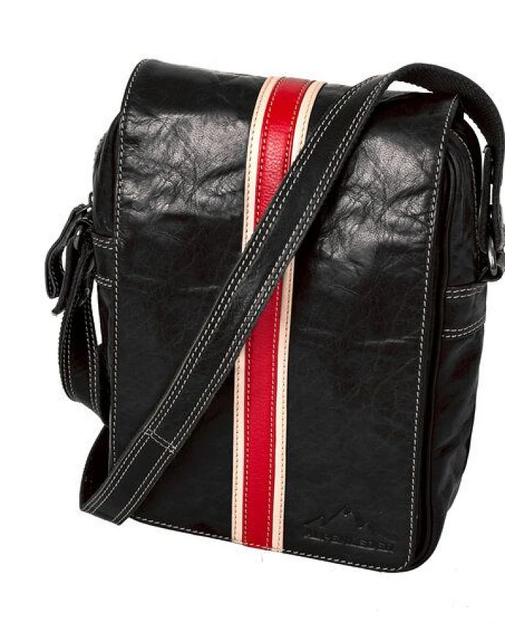 Alpenleder Umhängetasche STRIPES - Ebenholz