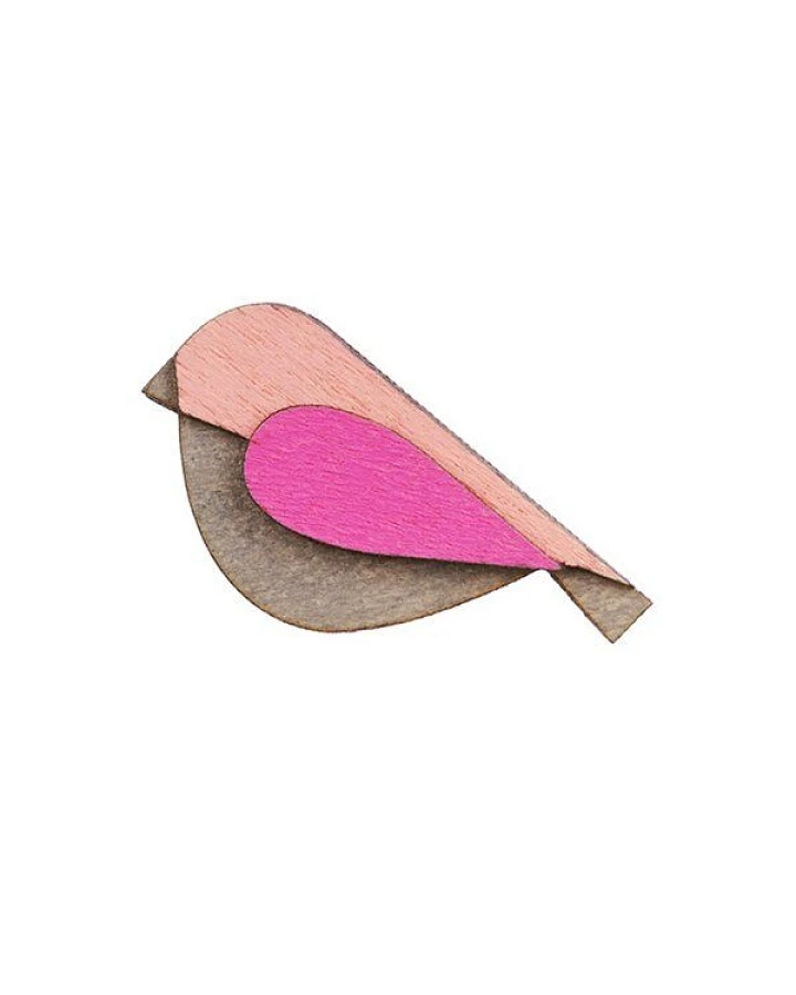 BeWooden Holzbrosche Pink Bird – Vogel-Brosche