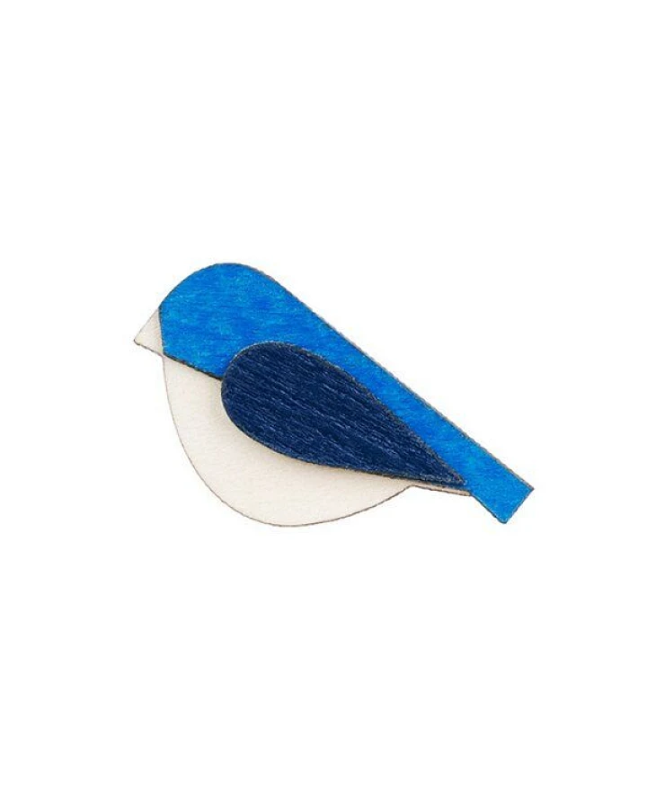 BeWooden Holzbrosche „Blue Bird“ – Vogelbrosche