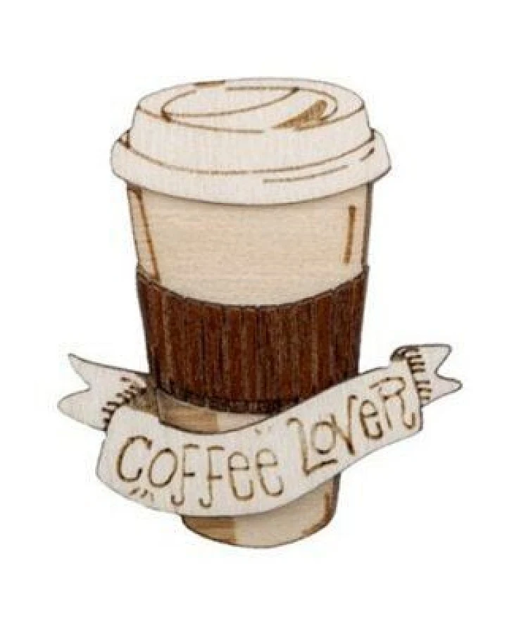 BeWooden Holzbrosche Coffee Lover – Liebe zum Kaffee Brosche