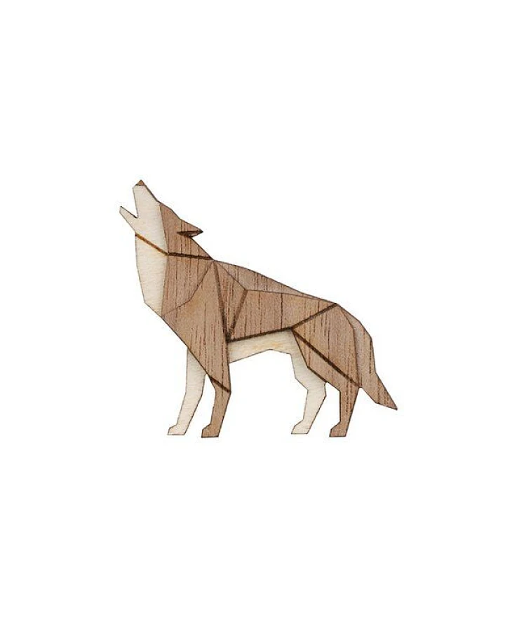 BeWooden Holzbrosche Walking Wolf – Wolf-Brosche