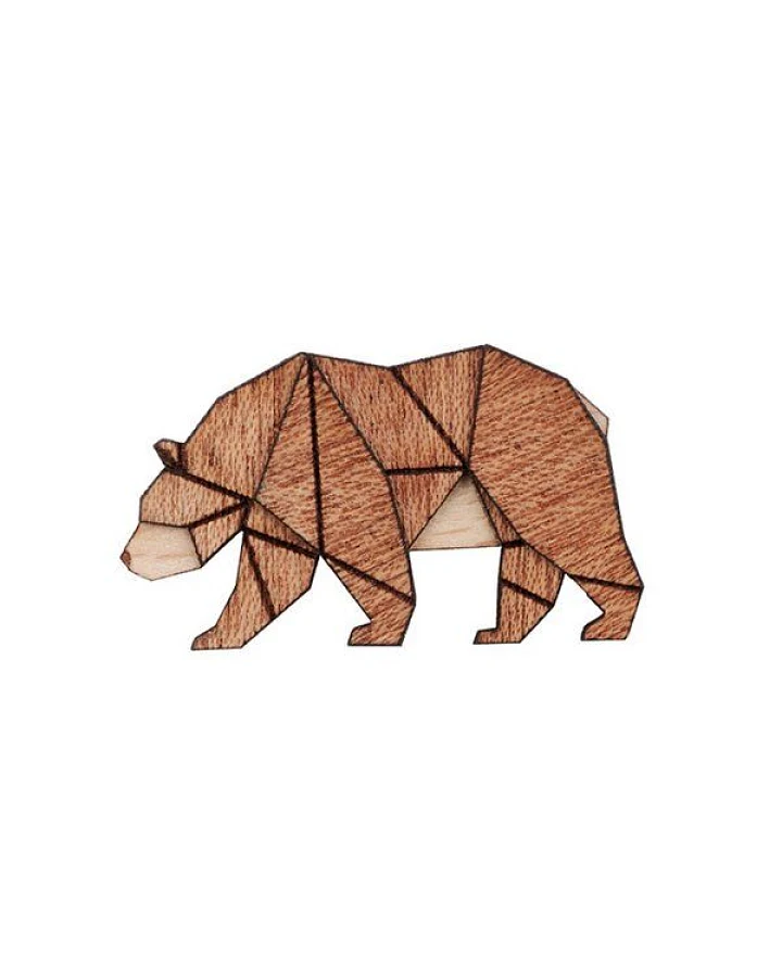 BeWooden Holzbrosche „Walking Bear“ – Bären-Brosche