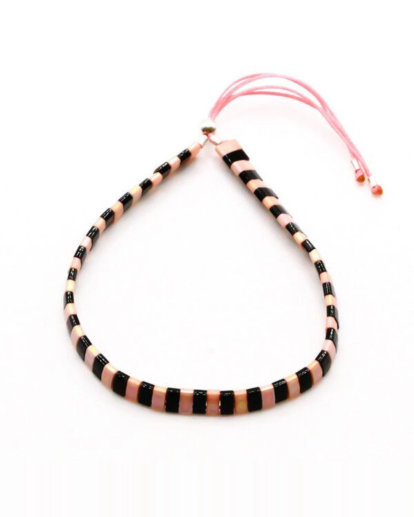juni Breites Perlenarmband "Tender Punk" schwarz / rosa – Ansicht 4