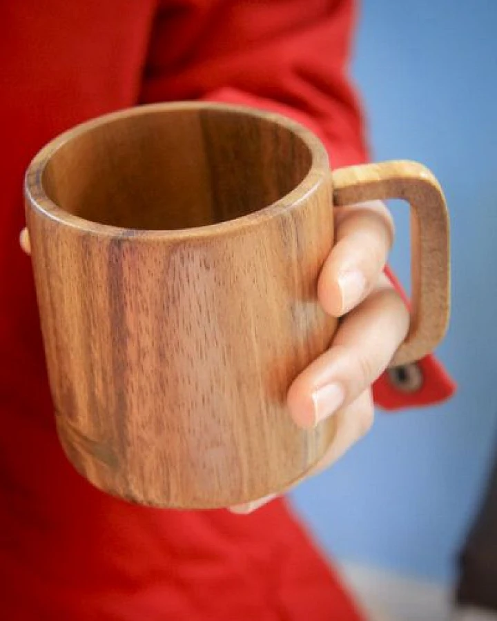 BY COPALA Kaffeetasse aus Holz, handgefertigter Becher aus Akazie, Cappuccino Tasse