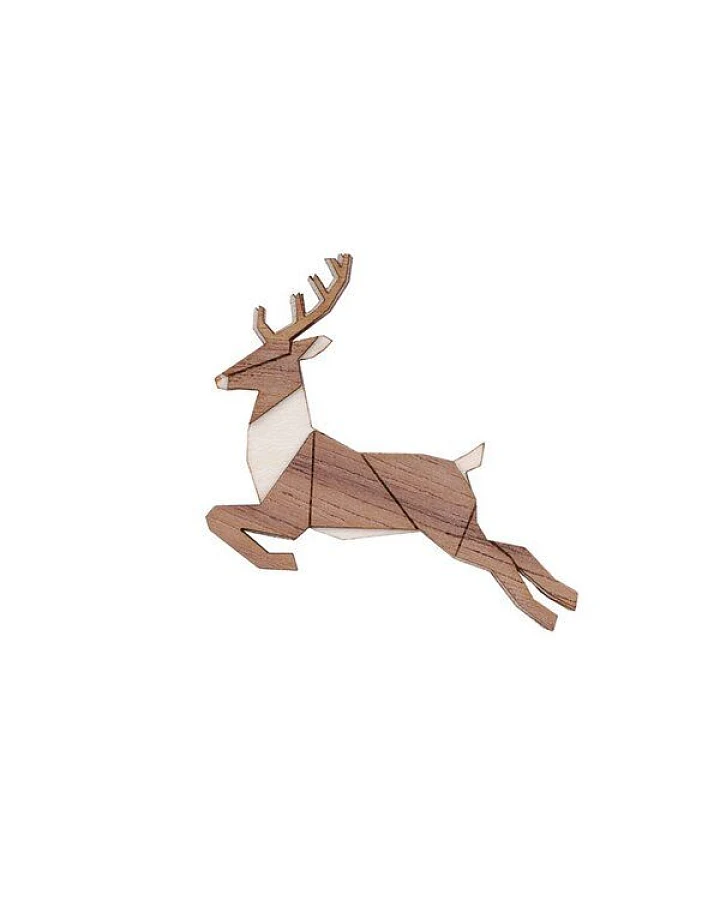 BeWooden Holzbrosche „Jumping Deer Brooch“ – Holzbrosche Springender Hirsch – Originelles Accessoire, nachhaltiger Holzschmuck