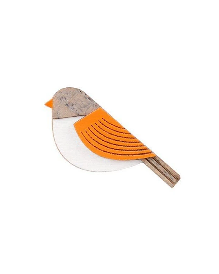 BeWooden Orange Cutebird Holzbrosche – handgefertigter, nachhaltiger Schmuck aus Holz