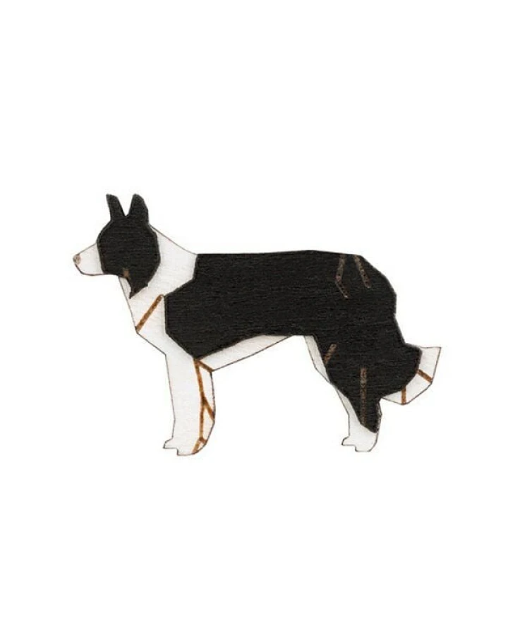 BeWooden Walking Collie Holzbrosche – handgefertigter, nachhaltiger Schmuck aus Holz