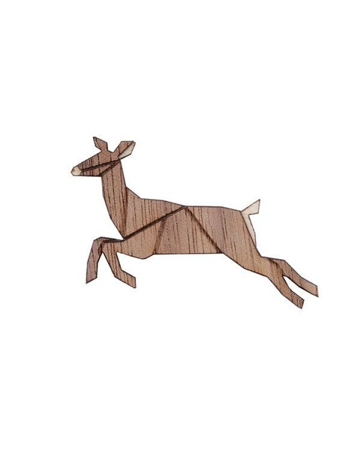 BeWooden Jumping Doe Holzbrosche – handgefertigter, nachhaltiger Schmuck aus Holz