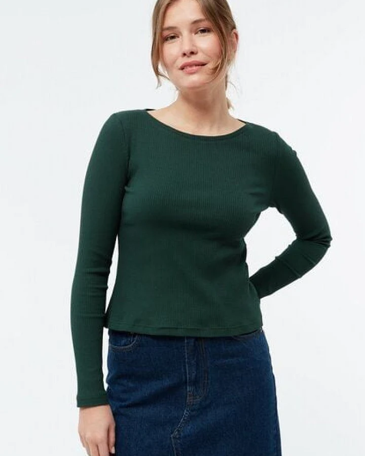 Givn Berlin Longsleeve GBROSA mit U-Boot Ausschnitt aus Bio-Baumwoll Rippjersey