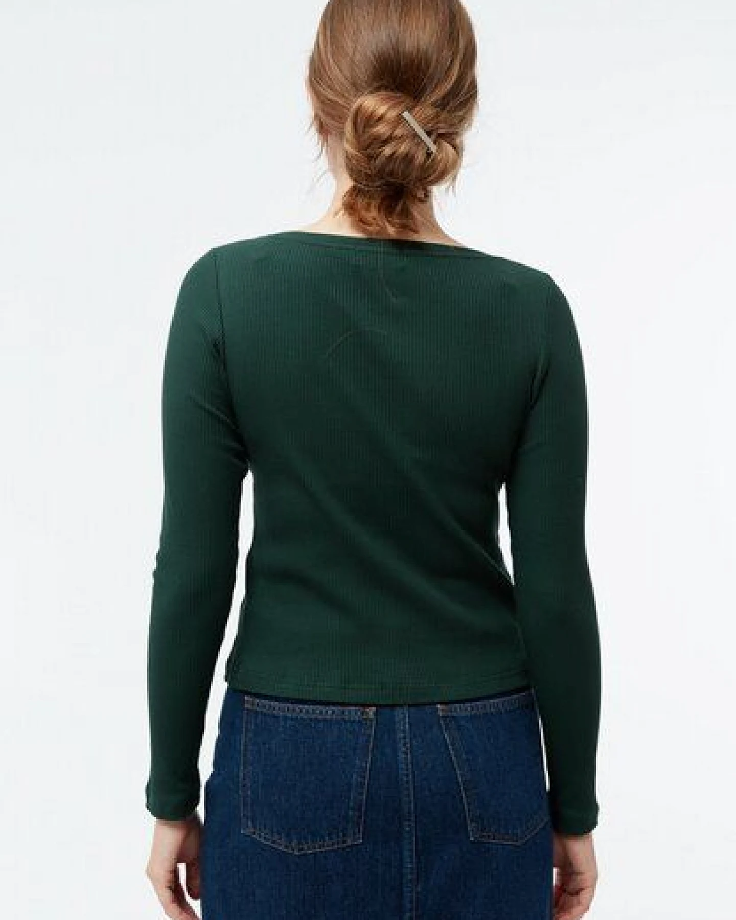Givn Berlin Longsleeve GBROSA mit U-Boot Ausschnitt aus Bio-Baumwoll Rippjersey – Ansicht 3