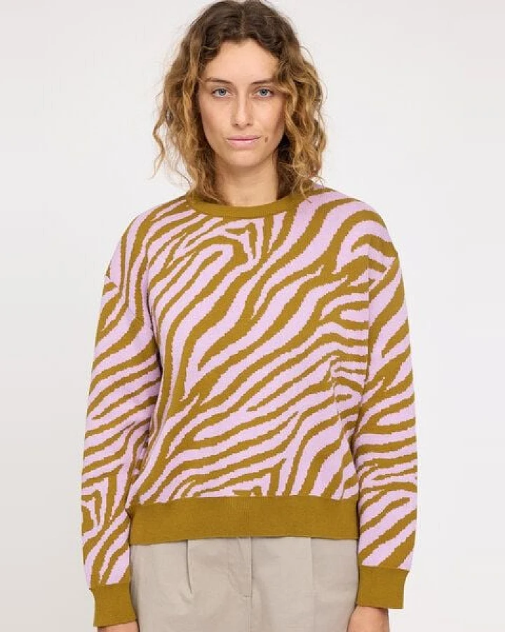 Mazine Baumwollstrickpullover Zebra