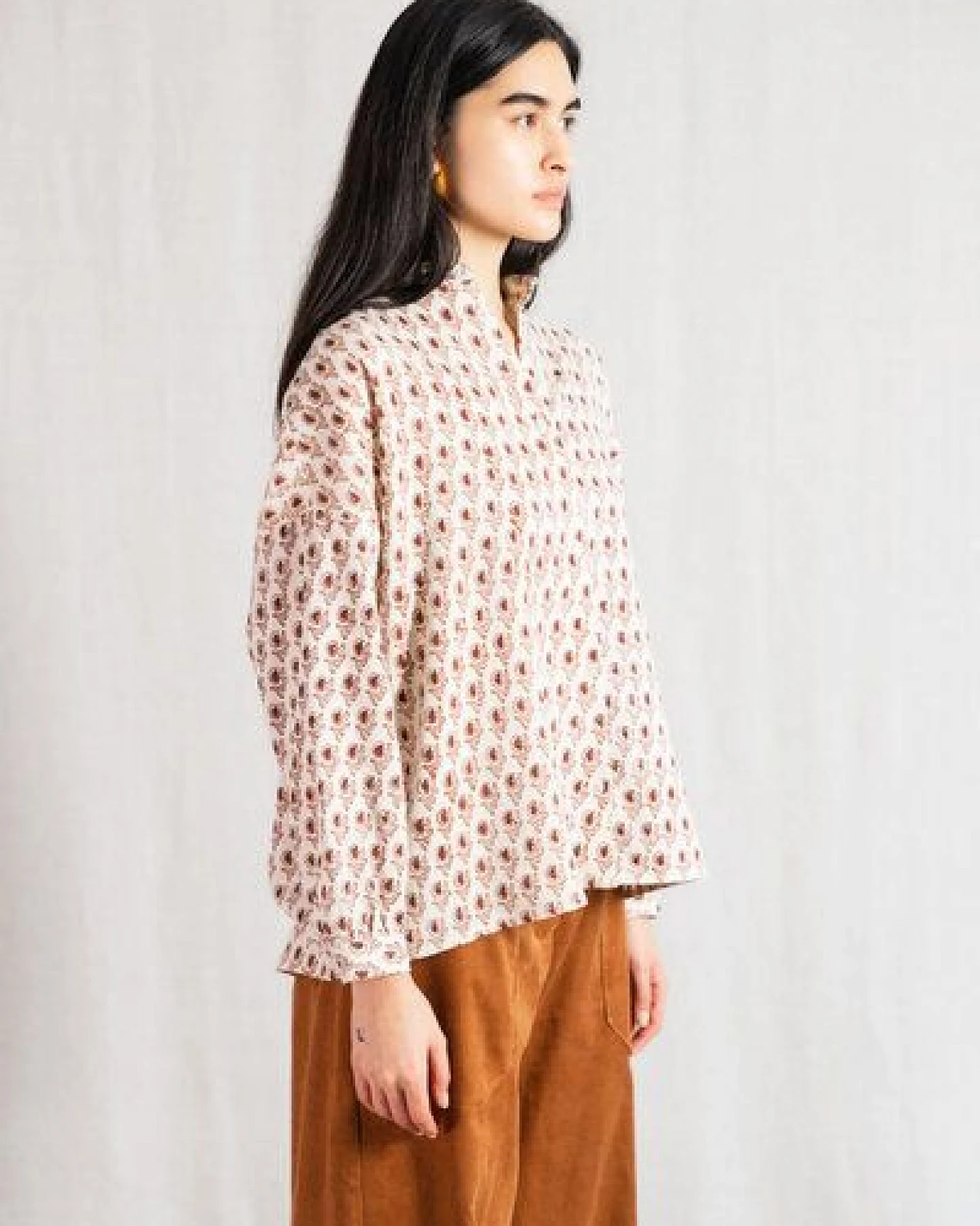 Jyoti - Fair Works Bio-Baumwoll Bluse Hawali Blockprint – Ansicht 4