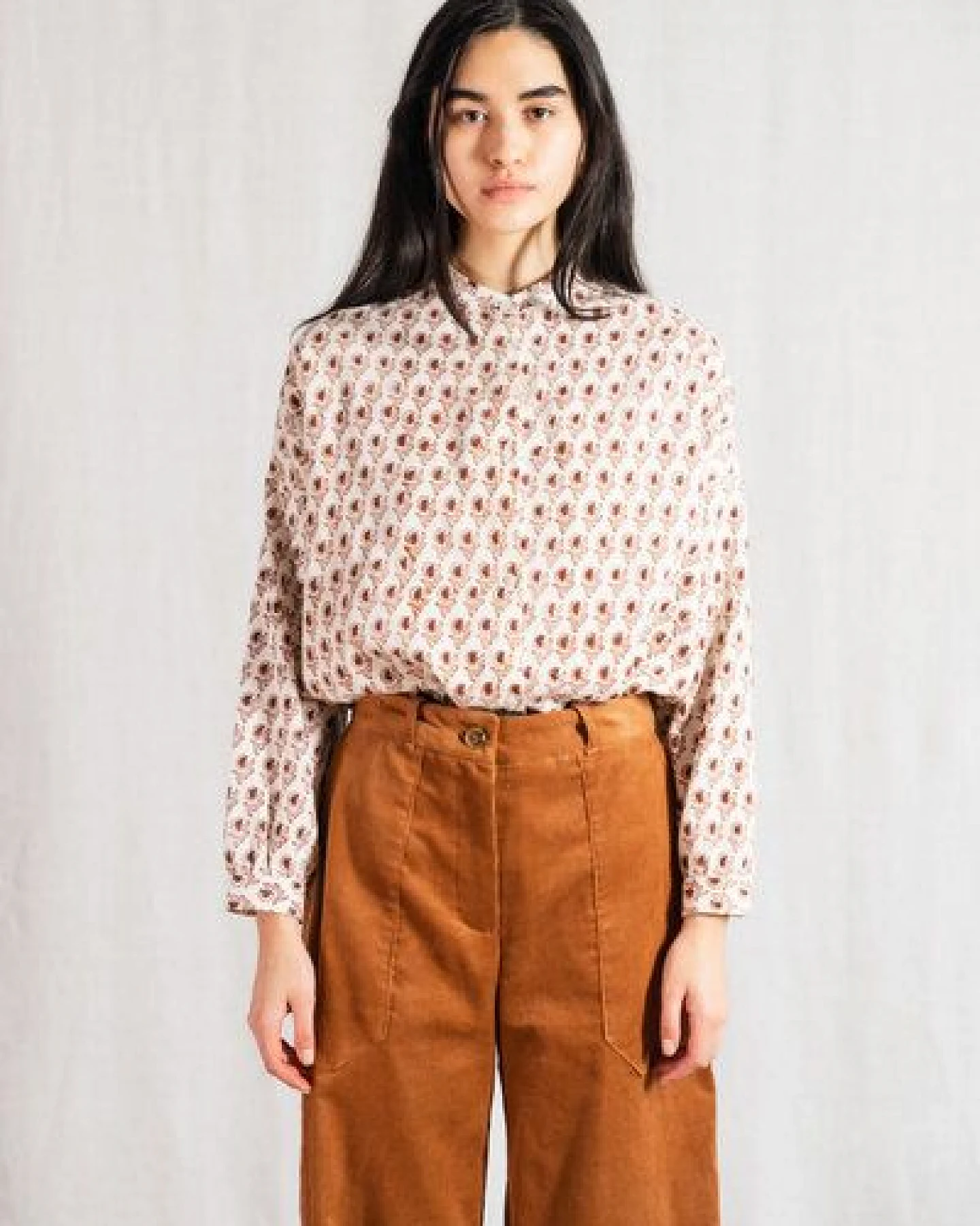 Jyoti - Fair Works Bio-Baumwoll Bluse Hawali Blockprint – Ansicht 3