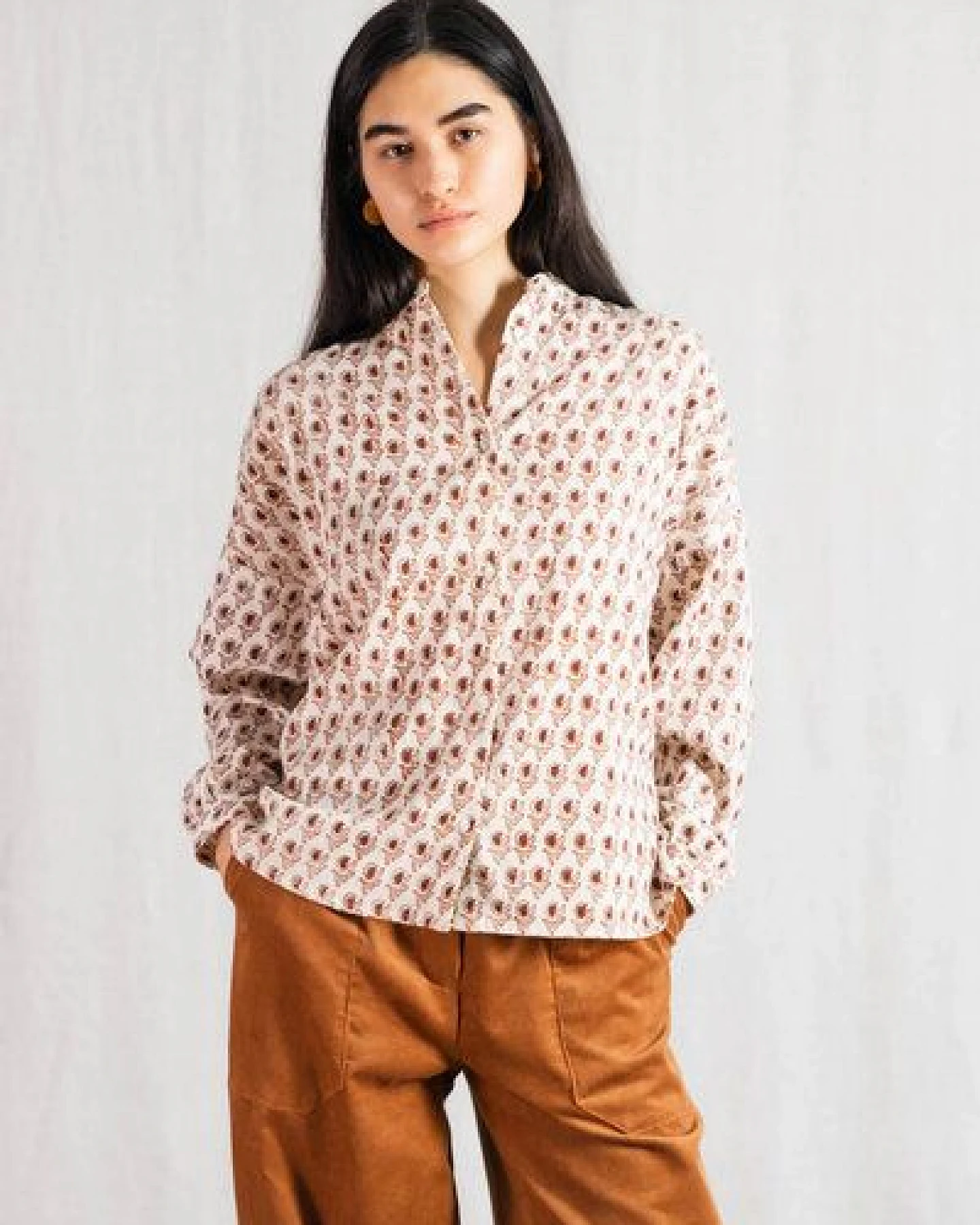 Jyoti - Fair Works Bio-Baumwoll Bluse Hawali Blockprint – Ansicht 2