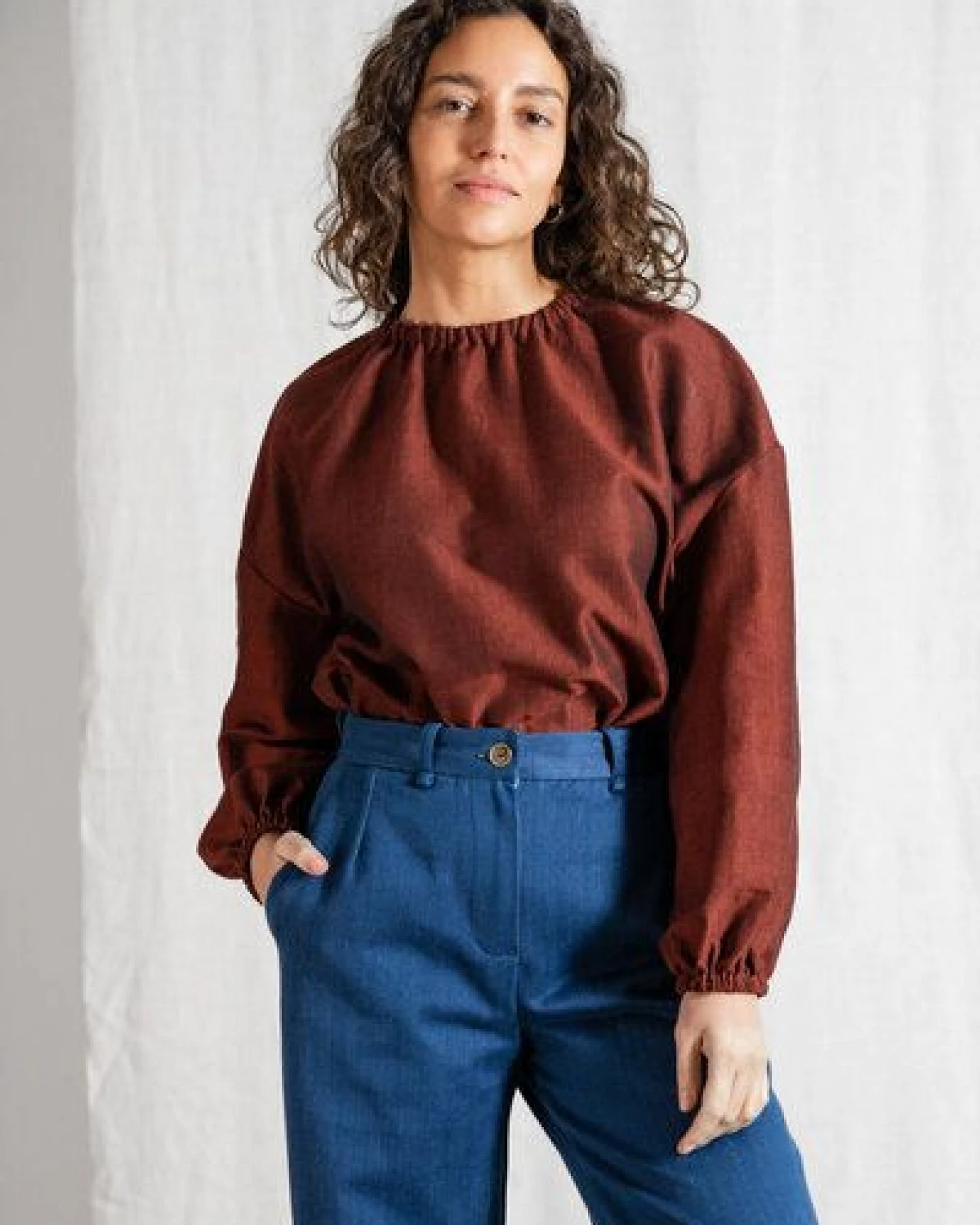 Jyoti - Fair Works Bio-Baumwoll Bluse Chaand – Ansicht 2