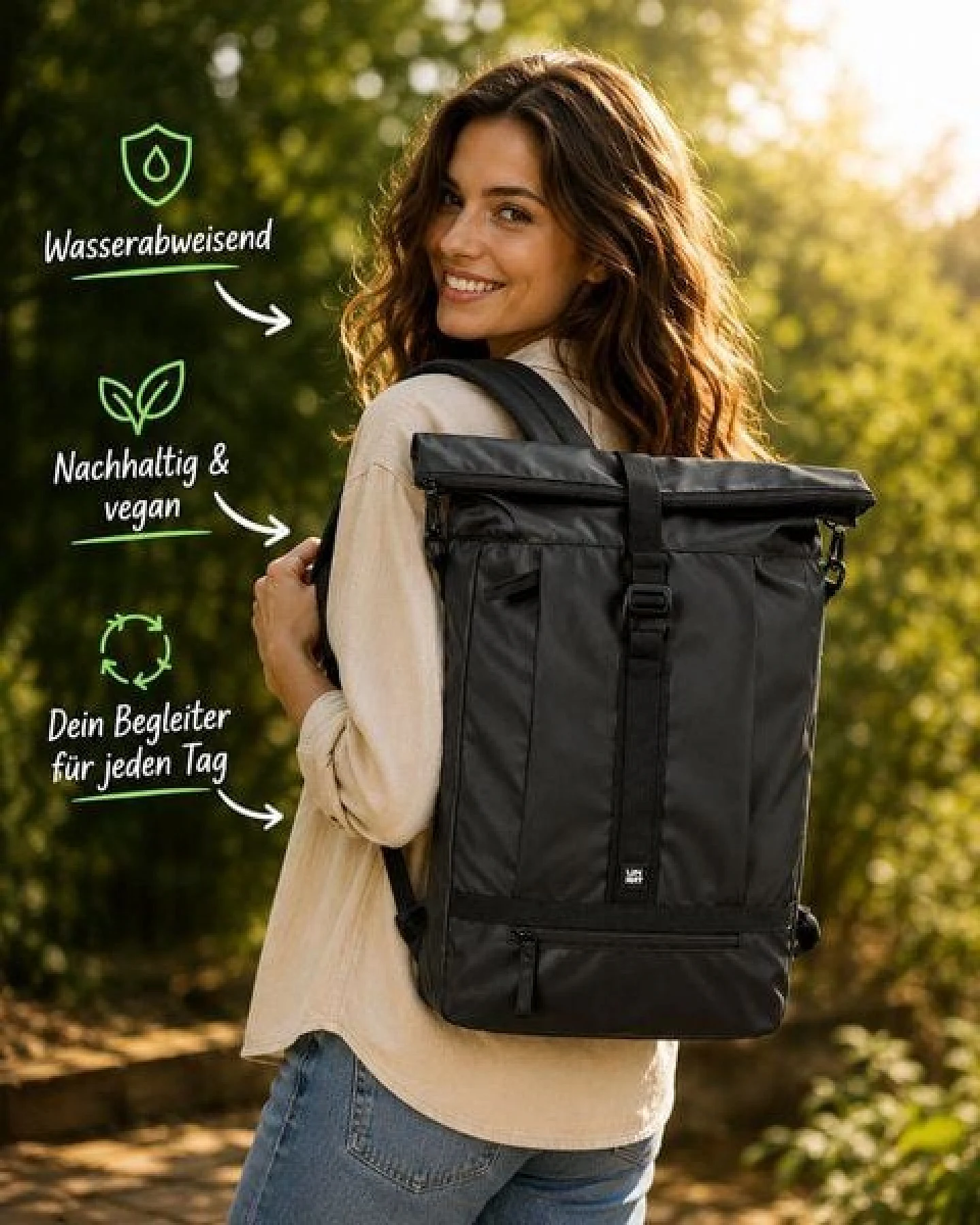 UNRAT REAL OCEAN PLASTIC UNRAT ROLLTOP BACKPACK – Ansicht 2