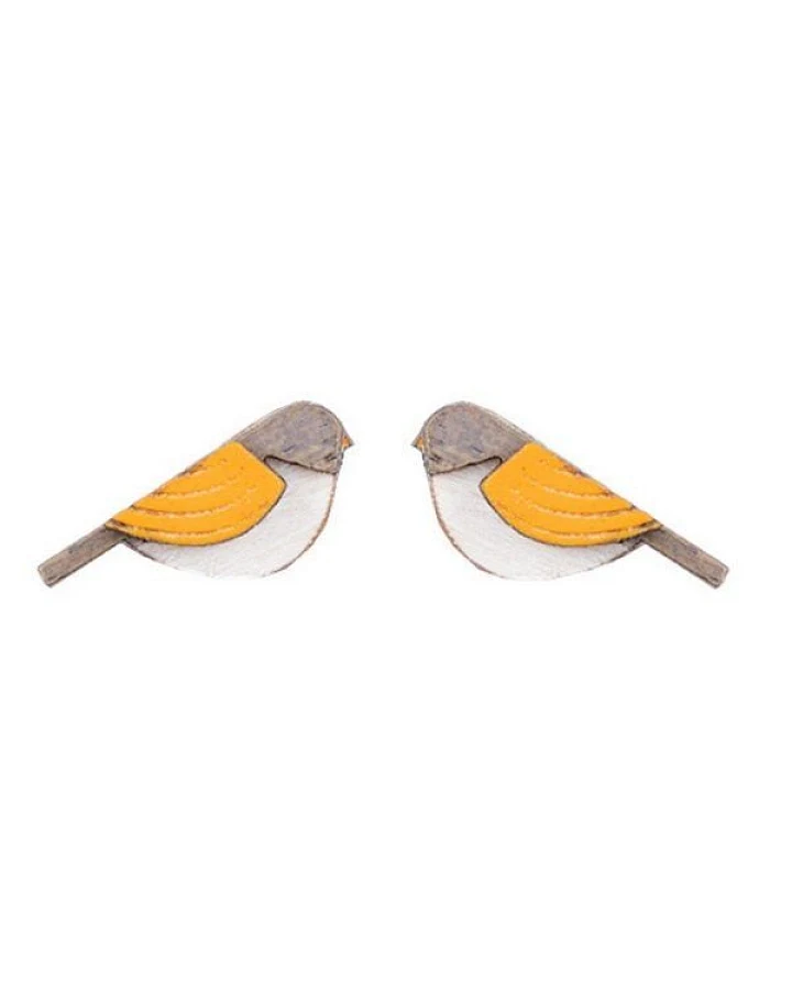 BeWooden Holzohrringe Orange Cutebird – handgefertigter, nachhaltiger Schmuck mit Vogelmotiv