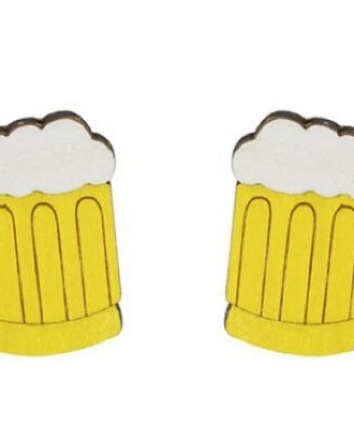 BeWooden Holzohrringe Beer – handgefertigter, nachhaltiger Schmuck mit Bierglas-Motiv