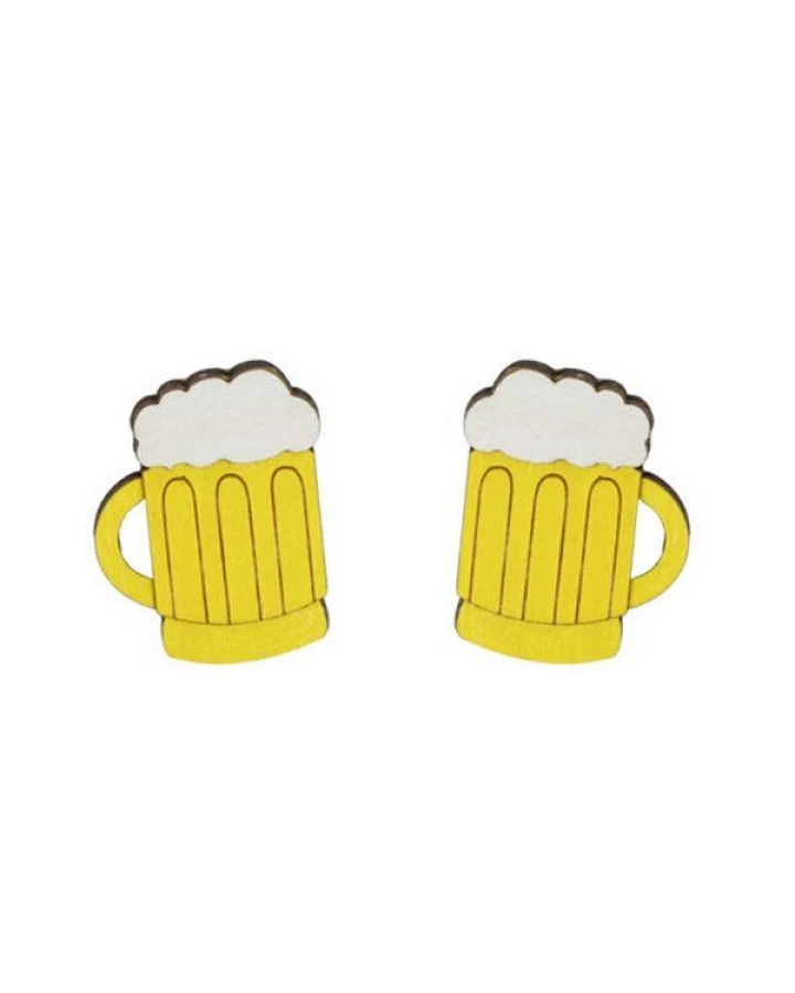 BeWooden Holzohrringe Beer – handgefertigter, nachhaltiger Schmuck mit Bierglas-Motiv