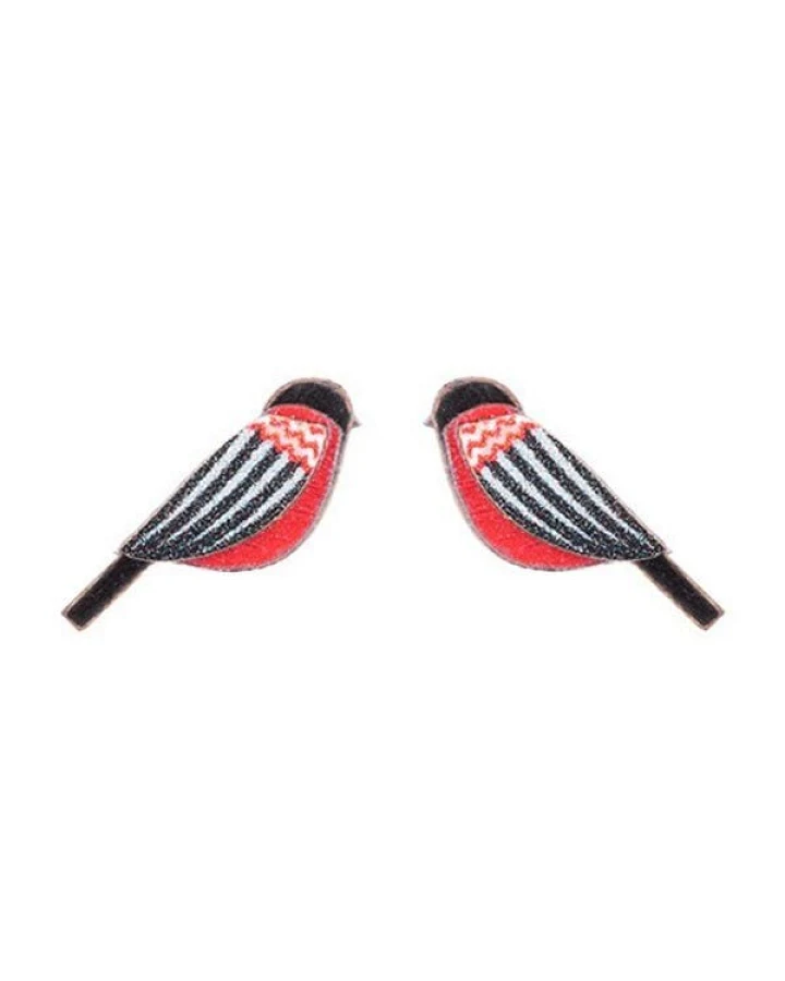 BeWooden Holzohrringe Zigzag Cutebird – handgefertigter, nachhaltiger Schmuck mit Vogelmotiv