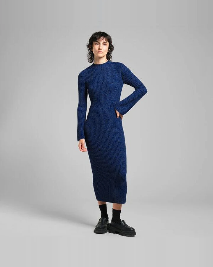 DEDICATED Damen Strickkleid Vamlingbo - Blue/Black