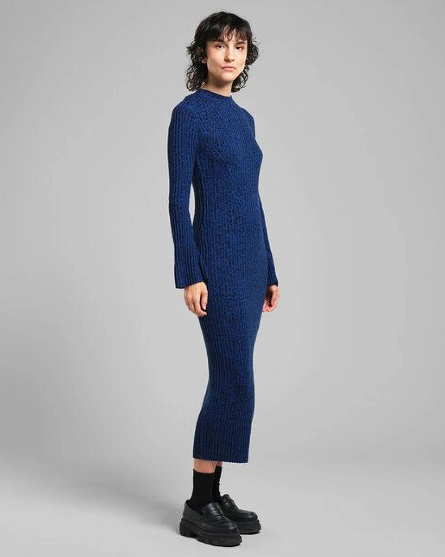 DEDICATED Damen Strickkleid Vamlingbo - Blue/Black – Ansicht 2