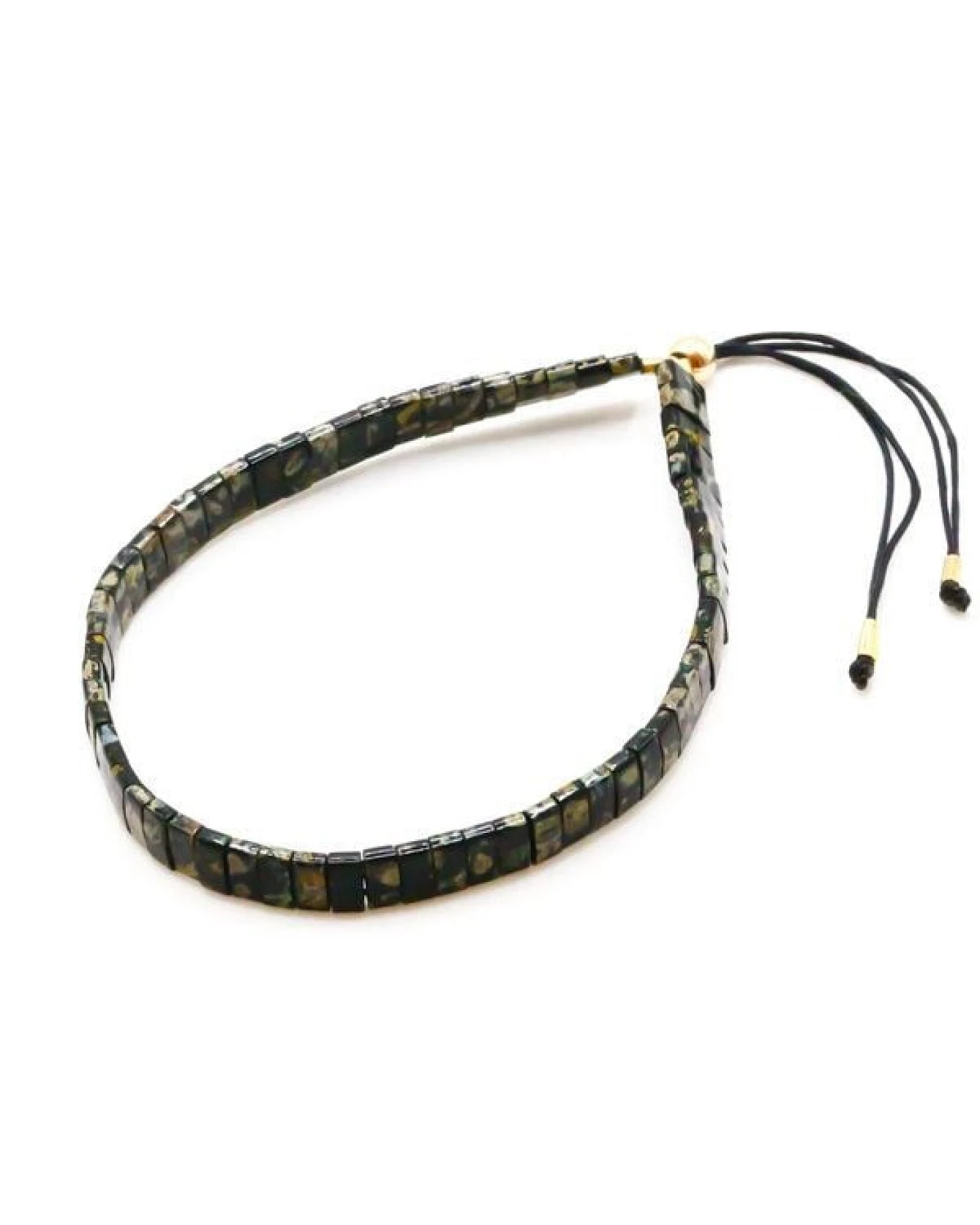 juni Schwarzes Perlenarmband "Noiré" mit verstellbarer Schiebeperle aus recyceltem Gold oder Silber – Ansicht 4