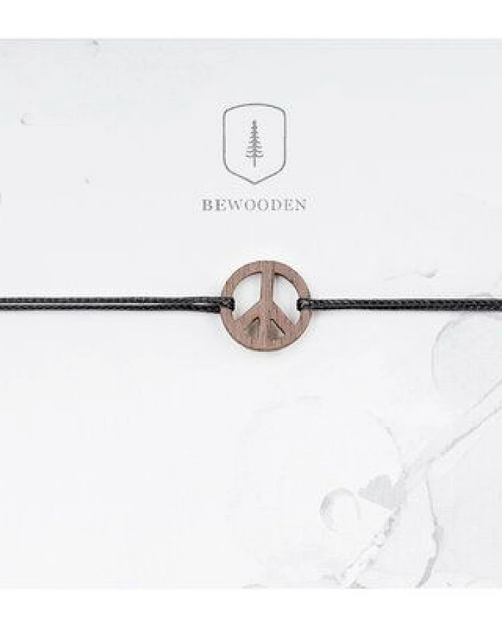 BeWooden Holzarmband Peace – handgefertigter, nachhaltiger Schmuck mit Friedenssymbol