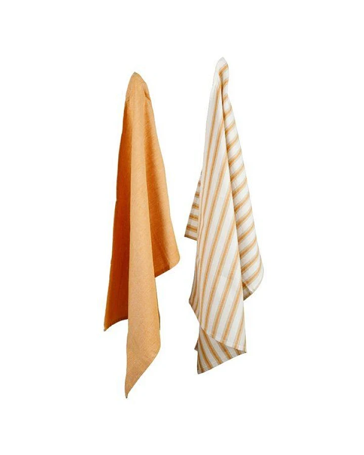 GEPA 2er-Set Fairtrade Geschirrtücher "uni & stripes", handgewebt von CO-OPTEX
