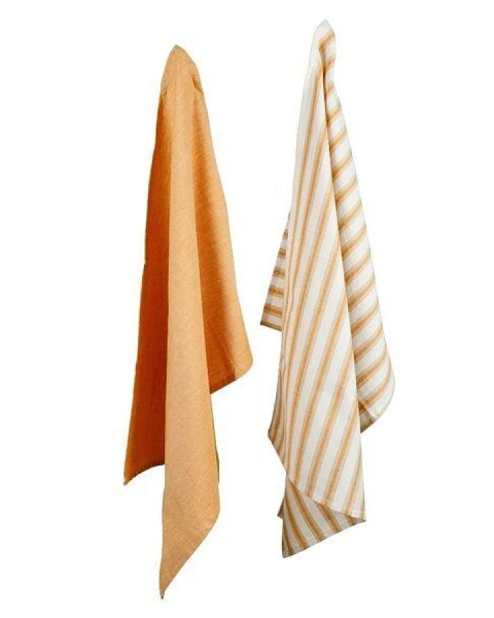 GEPA 2er-Set Fairtrade Geschirrtücher "uni & stripes", handgewebt von CO-OPTEX